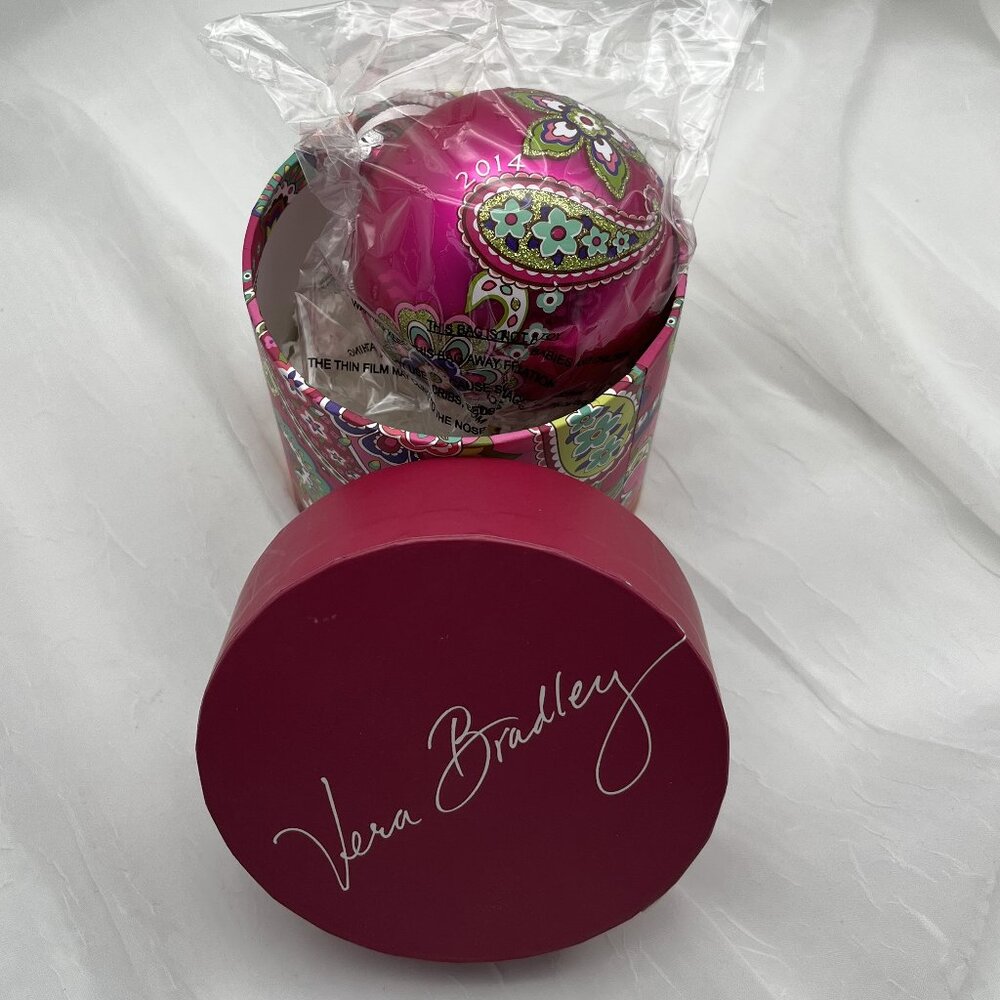 Vera Bradley Vintage Retired "Pink Swirls" Ornament 2014 NIB